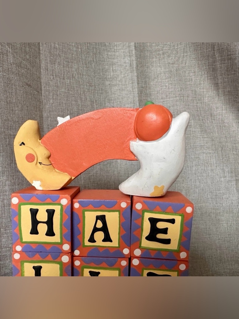 Vintage Midwest of Cannon Falls wooden Happy Halloween Letter Blocks Importers - Picture 6 of 9